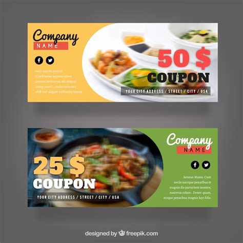 Pack of discount coupons for food Vector | Free Download