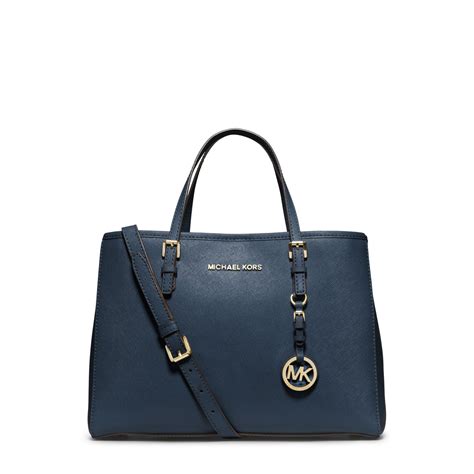 Michael kors Jet Set Travel Saffiano Leather Medium Tote in Blue | Lyst