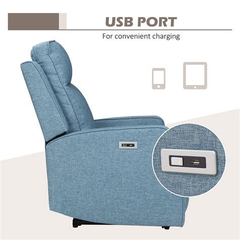 HOMCOM Easy Chair Electric Power Recliner with Extended Footrest, USB ...