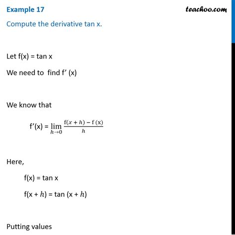 Prove that Derivative of tan x is sec^2 x - by First Principle