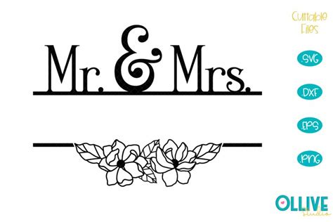 Wedding Mr & Mrs Split Monogram SVG