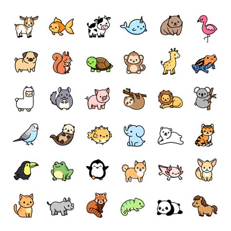 "*choose large sticker!* Mega Cute Animals #1" Sticker for Sale by littlemandyart | Hình vẽ dễ ...