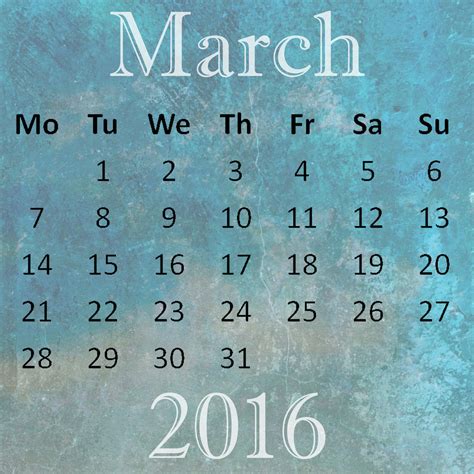 Martie 2016 Calendar Poza gratuite - Public Domain Pictures