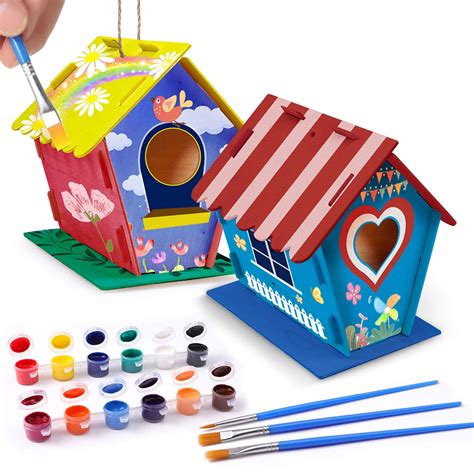 Buy Craft Kits for Kids DIY Bird House Kits for Kids 2 Packs Easter Gifts for Kids Birthday ...