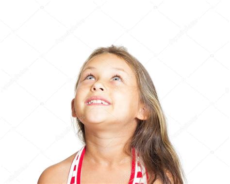 Kid looking up on white background — Stock Photo © gurinaleksandr #54307873