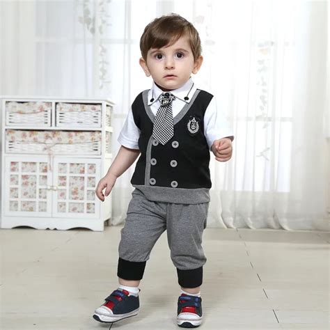 Infant formal dress male child baby set baby summer male One year old baby clothing Free ...