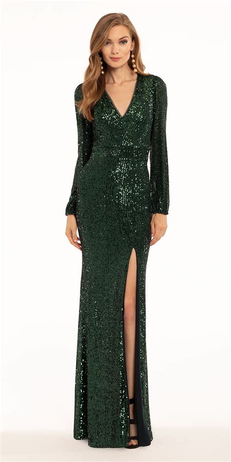 Long Sleeve Sequin Dress | Long sleeve sequin dress, Black tie wedding ...