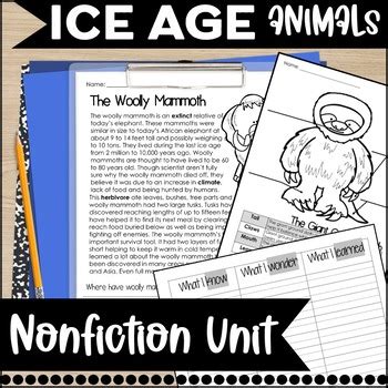 Nonfiction Ice Age Animals Unit - Having Fun First