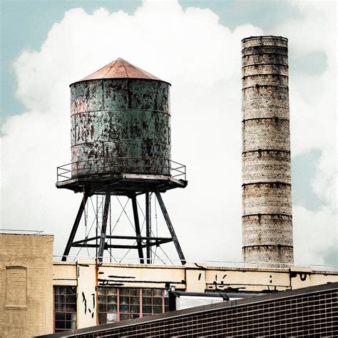 Water Tower And Smokestack In Brooklyn New York - New York Water Tower ...