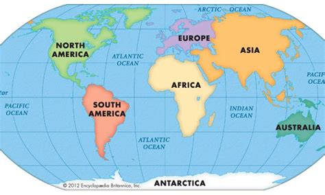 Map Of Seven Continents And Oceans | Continents and oceans, World geography, World map continents