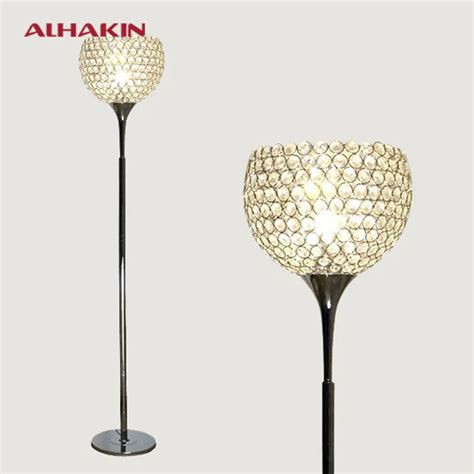 ALHAKIN Modern LED Remote Control Floor Lamp K9 Crystal Iron Floor ...