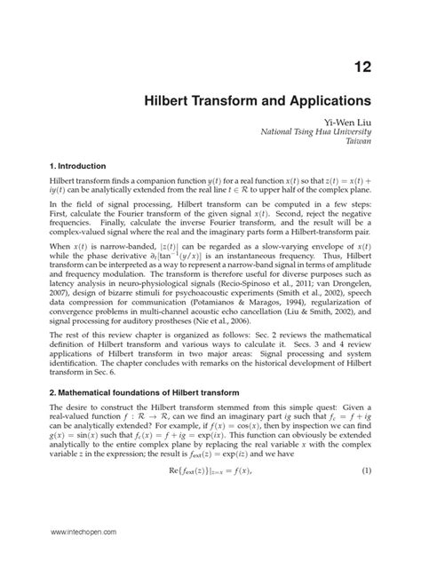 Hilbert Transform and Applications | PDF | Sampling (Signal Processing) | Signal Processing