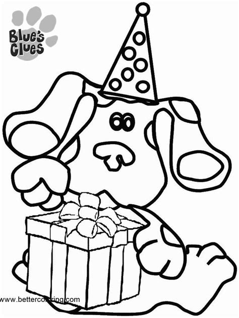 Blue's Clues Coloring Pages Blue with Christmas Hat - Free Printable ...