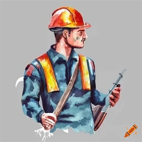 Hand-drawn watercolor illustration of a lineman