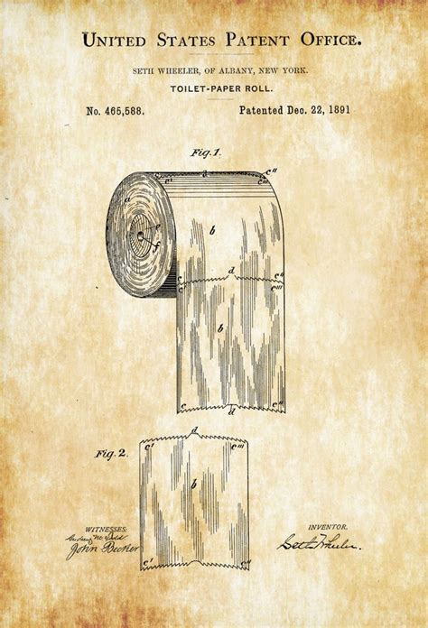 Toilet Paper Patent - Patent Print, Wall Decor, Bathroom Decor, Bathroom Art, Bathroom Poster ...