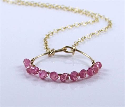 Natural Pink Sapphire Necklace N405 - Etsy