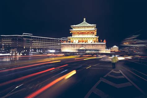 Xian Bell Tower at Night, China Stock Photo - Image of bell, building ...