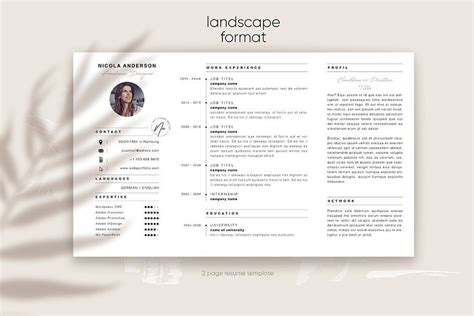 Portfolio Resume Template landscape | Conception de cv, Design d ...