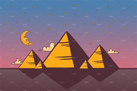 Egyptian pyramids, vector | Landscape art lessons, Egyptian art, Egyptian pyramids