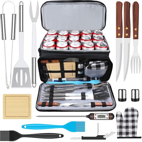 AISITIN BBQ Grill Set with Cooler Bag, Stainless Steel Tools for Smoker ...