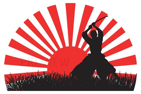 Samurai Warrior Japanese Red Rising Sun Graphic by SunandMoon · Creative Fabrica | Samurai ...