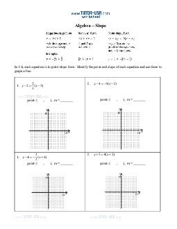 Algebra 1 Point Slope Form Worksheet - Worksheets Library