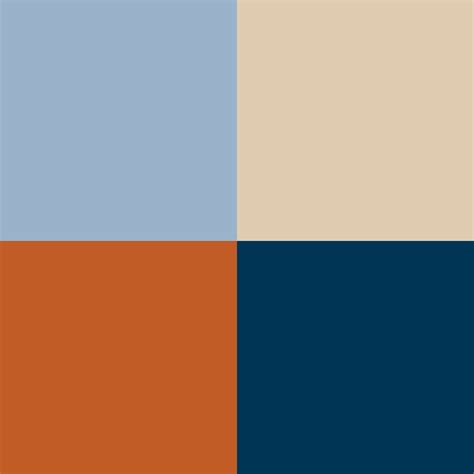 Burnt orange, beige, light grey-blue, dark/ navy blue Blue Orange Bedrooms, Blue And Orange ...