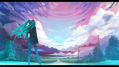 anime Girls, Vocaloid, Hatsune Miku, Sky, Horizon, Landscape Wallpapers ...