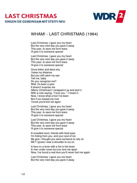 Songtext Lyrics Last Christmas 100 | PDF