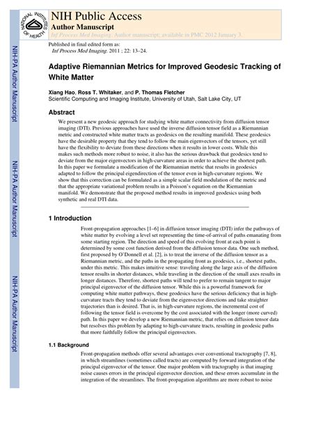 (PDF) Adaptive Riemannian Metrics for Improved Geodesic Tracking of ...