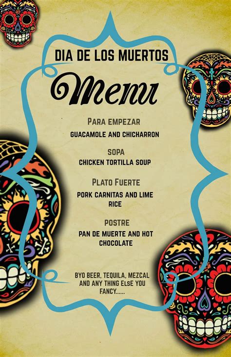 Dia De Los Muertos Dinner Party Menu | Day of the dead, Halloween food ...