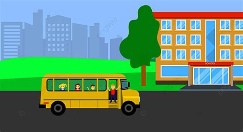 School Bus With Kids Background, Safety, Background, School Illustration Background And ...