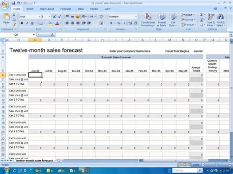 Example Of Sales Forecast Spreadsheet Template Monthly | Pianotreasure with 12 Month Sales ...