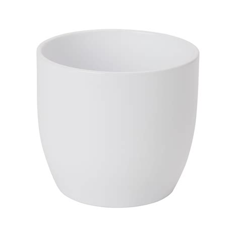 White Ceramic Plant pot (Dia)14.4cm | Departments | DIY at B&Q