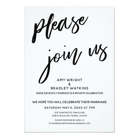 Handwriting Please Join Us After Wedding Reception Invitation | Zazzle ...