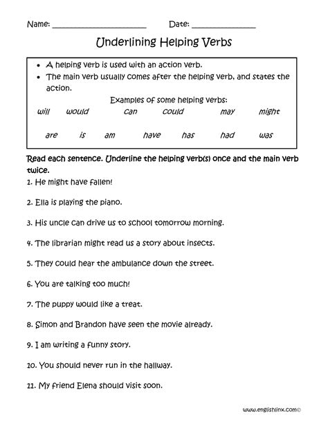 Underlining-Helping-Verbs-Worksheet