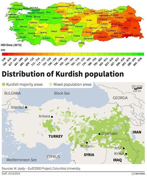 Map of Kurdish majority areas compared to map of... - Maps on the Web