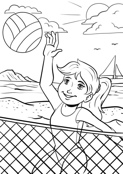 Volleyball beach coloring book to print and online