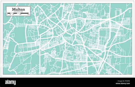 Multan Pakistan City Map in Retro Style. Outline Map. Vector ...