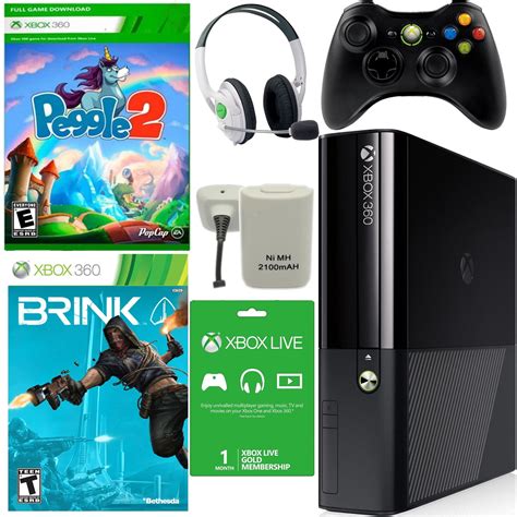 Xbox 360 E 4GB No Kinect with Peggle and Brink and Accessories ...