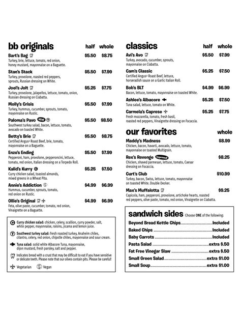 Menu at Beyond Bread cafe, Tucson, E Speedway Blvd