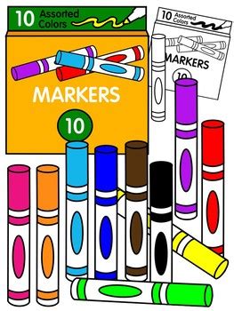 MARKER CLIPART * COLOR AND BLACK AND WHITE by Molly Tillyer | TPT