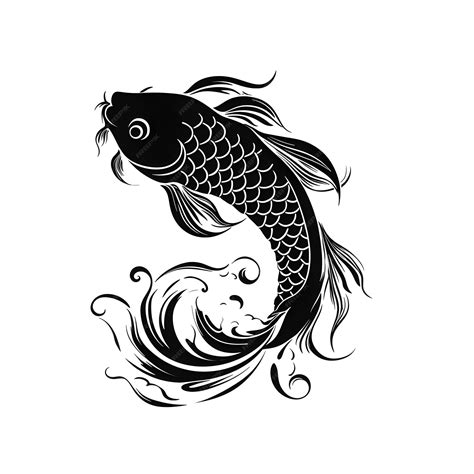 Premium AI Image | A silhouette black and white fish with a swirly tail