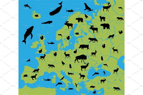 Animals on the map of Europe | Europe map, Graphic illustration, Map