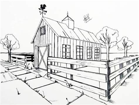 2 Point Perspective Barn Drawing