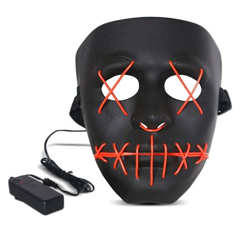 Halloween LED Mask Purge Masks with Lighten EL Wires Scary Light Up Cosplay Costume Mask Battery ...