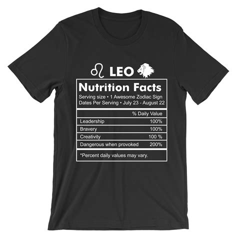 Leo Nutrition facts Leo Zodiac T-shirt Birthday Gift Leo | Etsy