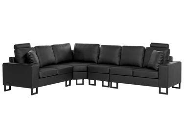 Right Hand Corner Leather Sofa Black STOCKHOLM II | Beliani.hu