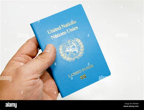 A passport of the United Nations "Laissez-Passer", Potsdam, Germany Stock Photo, Royalty Free ...