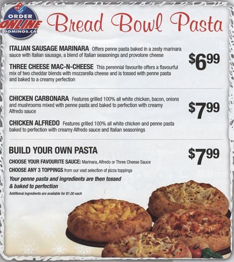 Chicken Alfredo Pasta Bread Bowl Dominos Nutrition Facts - Bread Poster